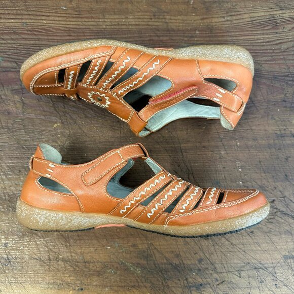 Mephisto Allrounder Galina Orange Leather Fisherman Sandals 7.5 - Picture 9 of 12
